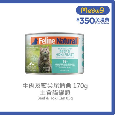 FELINE NATURAL - F9 Beef & Hoki Feast (170g) Cat Can 014657 New/Old Packaging